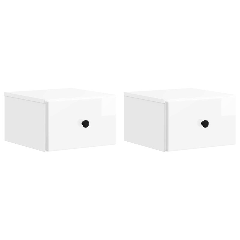 34.5cm W Manufactured Wood Bedside Table, High Gloss White