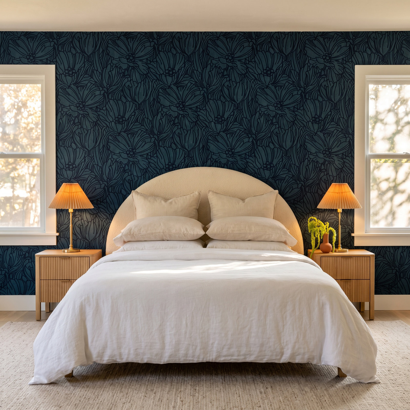 Floral Wallpaper, Blue