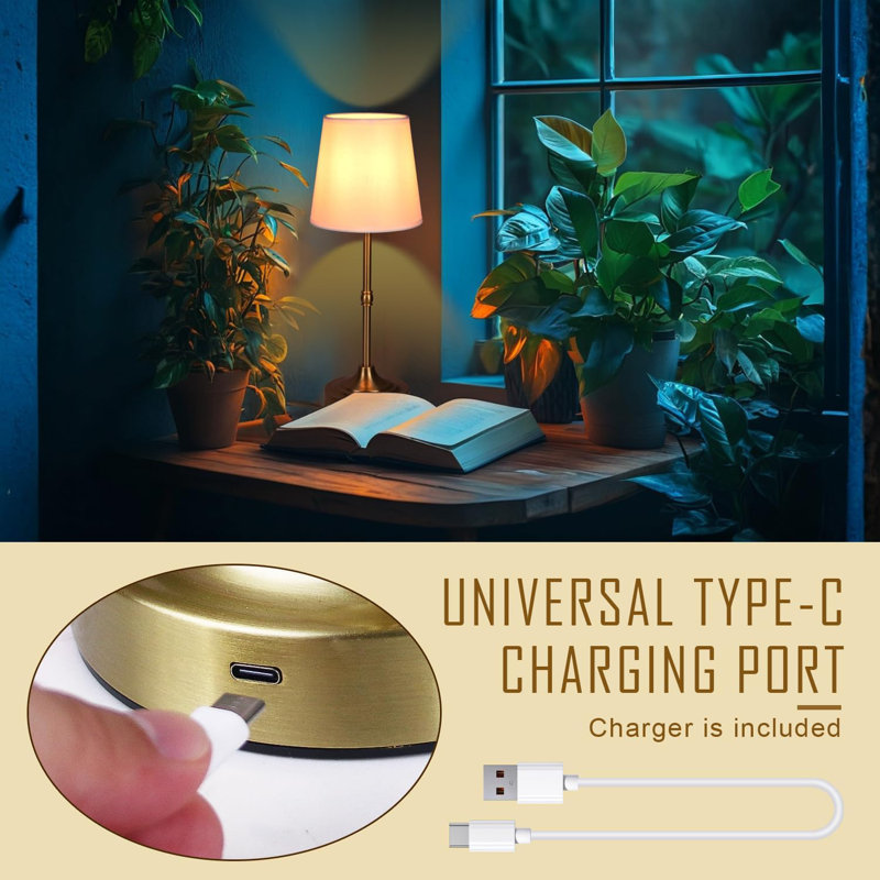 Rechargeable Touch Control LED Table Lamp With Dimmable Cordless Design For Bedroom, Dining Room, Office