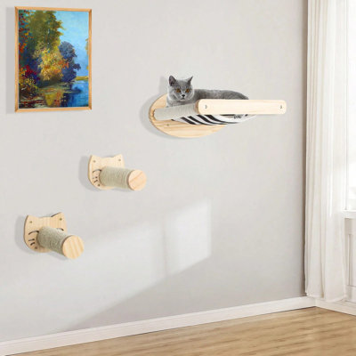 2Pcs Scratching Posts with Hammock for Wall