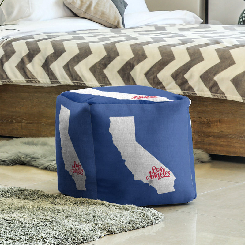 Repose-pieds cube california Los Angeles, Bleu / blanc