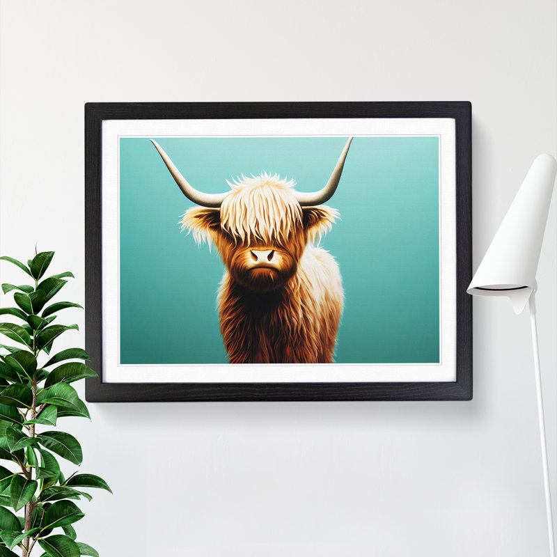 Grand Highland Cow - Print, Black, 46cm H x 64cm W