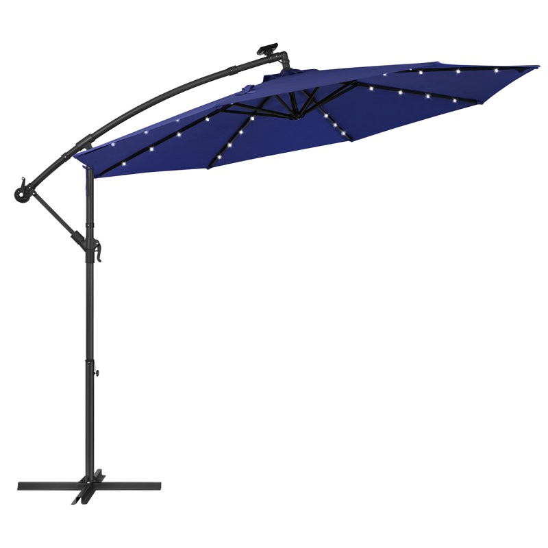 Piqua 300cm Lighted Market Parasol, Navy Blue