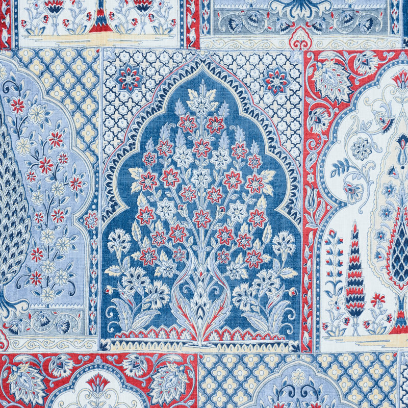 Barra Palace Fabric, Indigo/Crimson