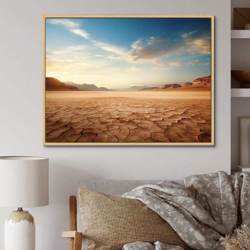 Scénique paysage désertique infini horizon V, Cadre naturel flottant, H 24 po x l 32 po x P 1 po