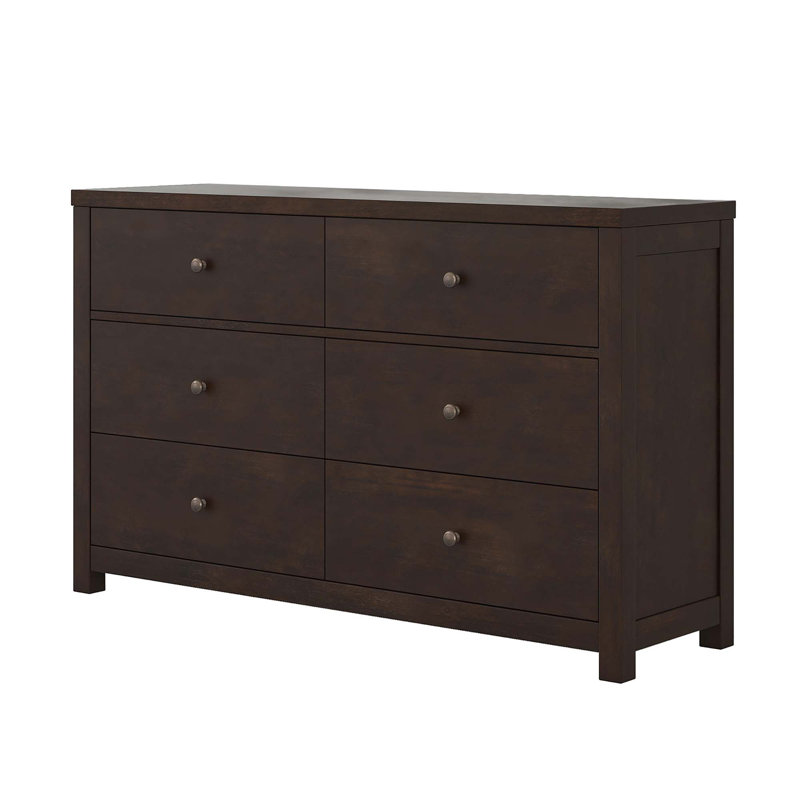 Commode double 6 tiroirs Vintage Brown, Brun foncé