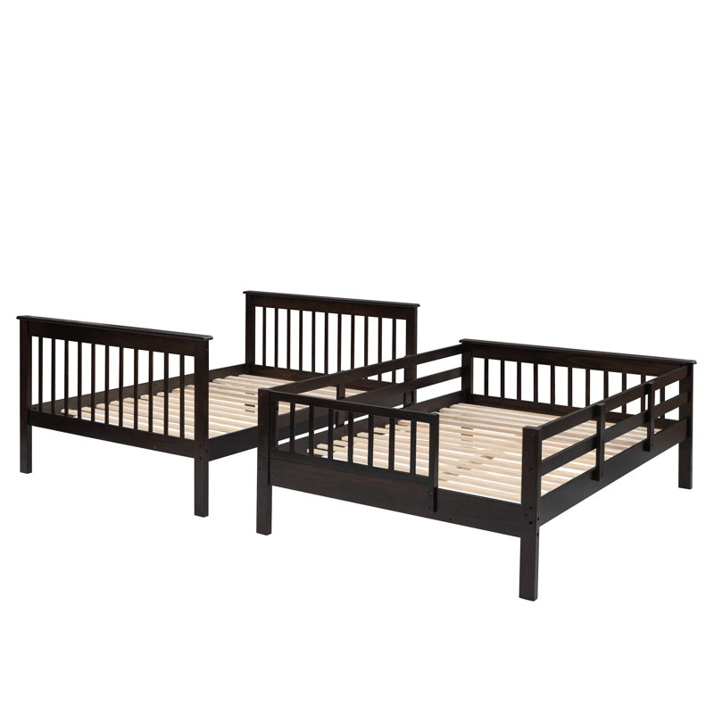 Lit superposé standard avec escalier et rangement, Double sur double, Espresso