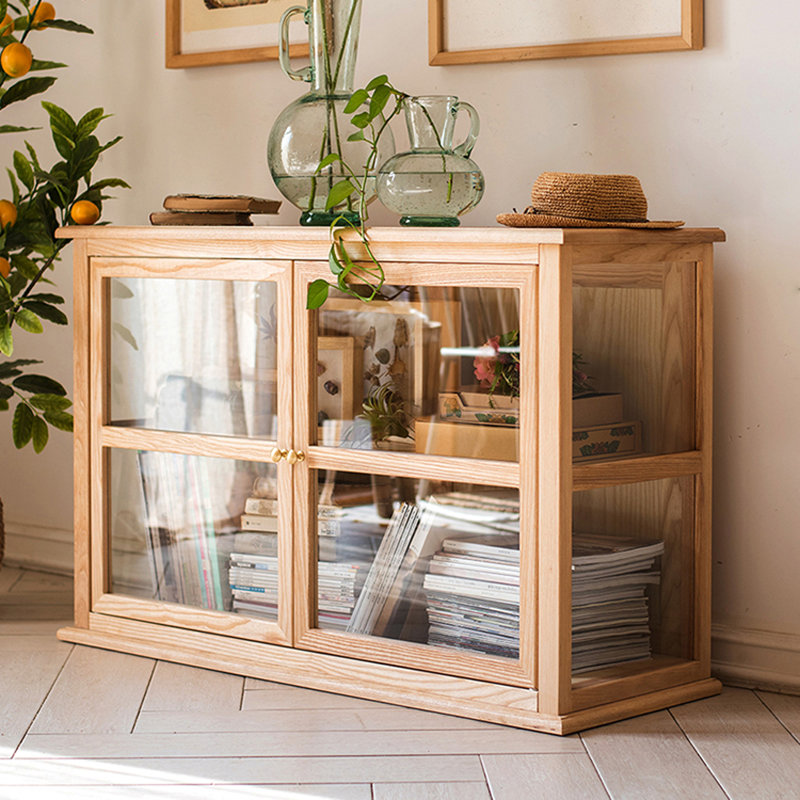 Vitrines en bois massif et verre trempé Burlywood