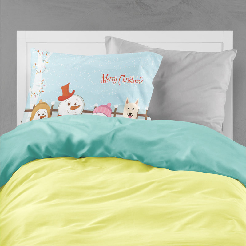 Merry Christmas Microfiber, Carolers White German Shepherd