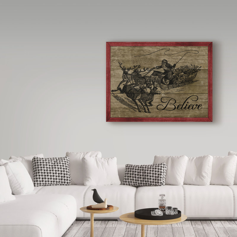 «Believe Sleigh» par Deagen, impression sur toile tendue, H 14 po x l 19 po x P 2 po