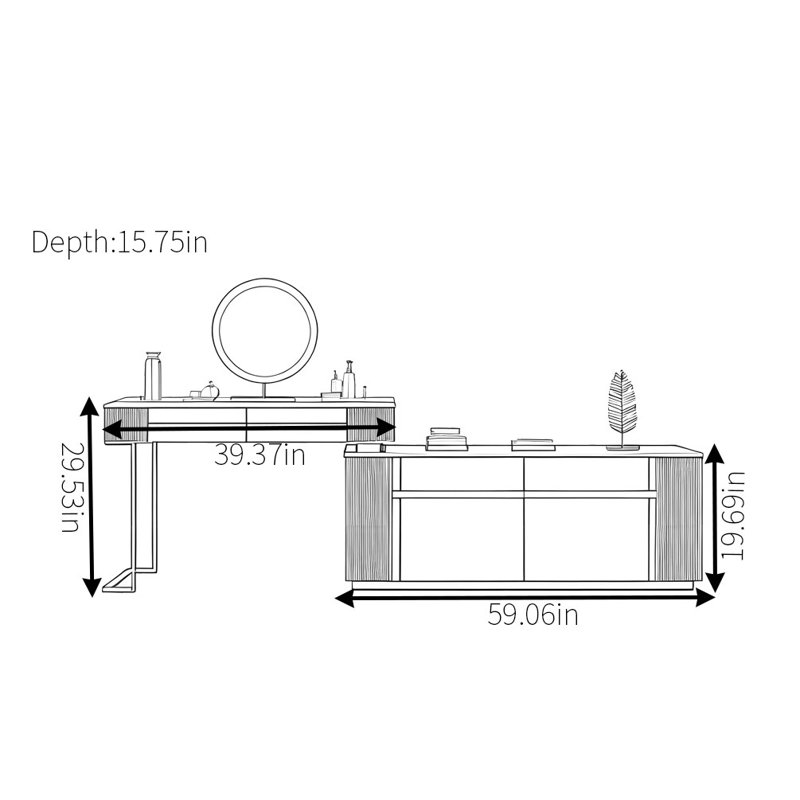Table de commode rétractable de luxe Modern Light