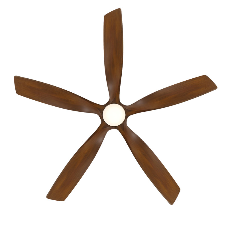 Zephyr 5 5-Blade Smart Ceiling Fan, Matte Black/Distressed Koa
