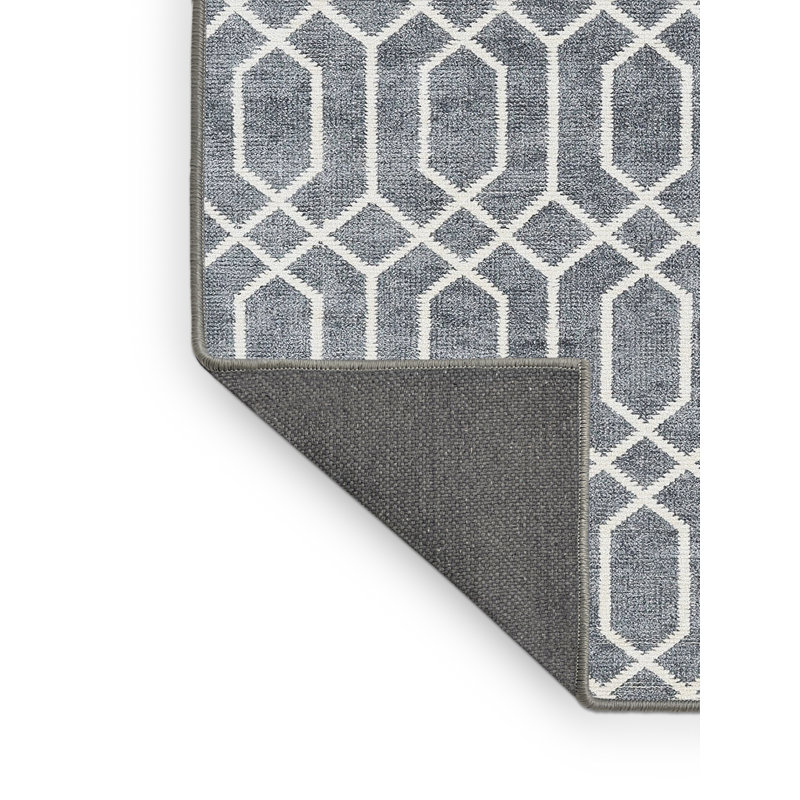 Tapis géométrique gris / blanc, Rectangle 5 pi x 7 pi