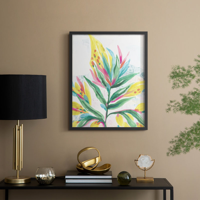 «Tropical Leaf Fresco II», reproduction encadrée - bois massif, H 30 po x l 24 po, Black