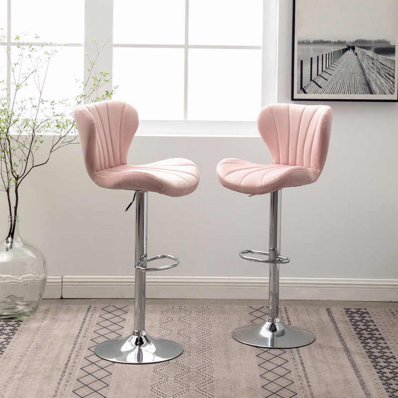 Ensemble de 2 tabourets de bar rotatifs réglables Ellston, Rose