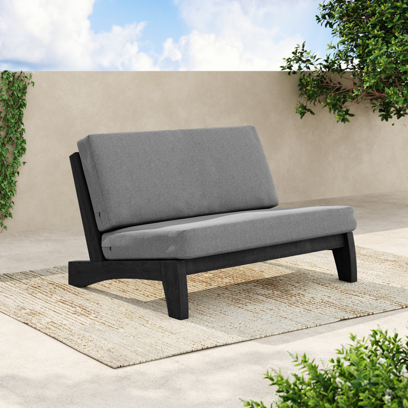 Causeuse d'extérieur avec coussin Asharna, Gris, Noir