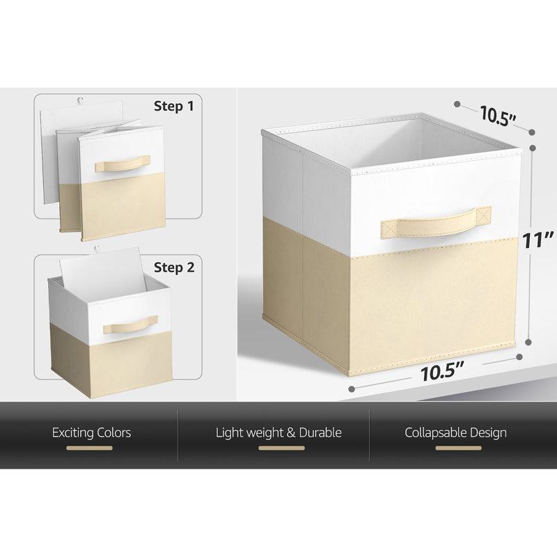  Sorbus Foldable Storage Bins – 6-Pack Fabric Storage Cubes, 11-Inch Cube Collapsible Organizer Bins for Closet, Shelves, and Cubby Storage, Beige