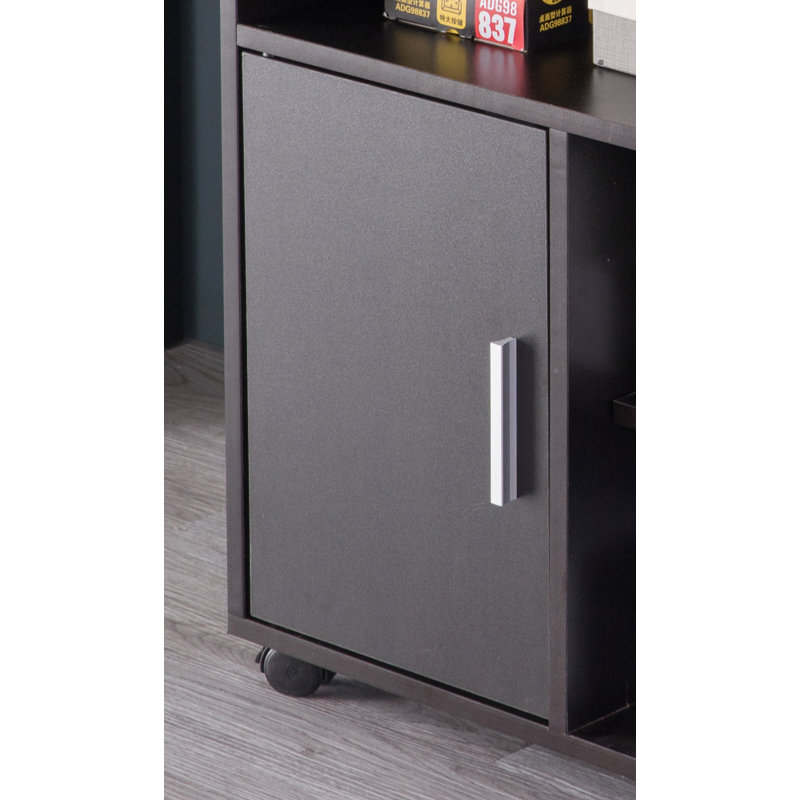 Black Wood Office Storage Stand with Casters