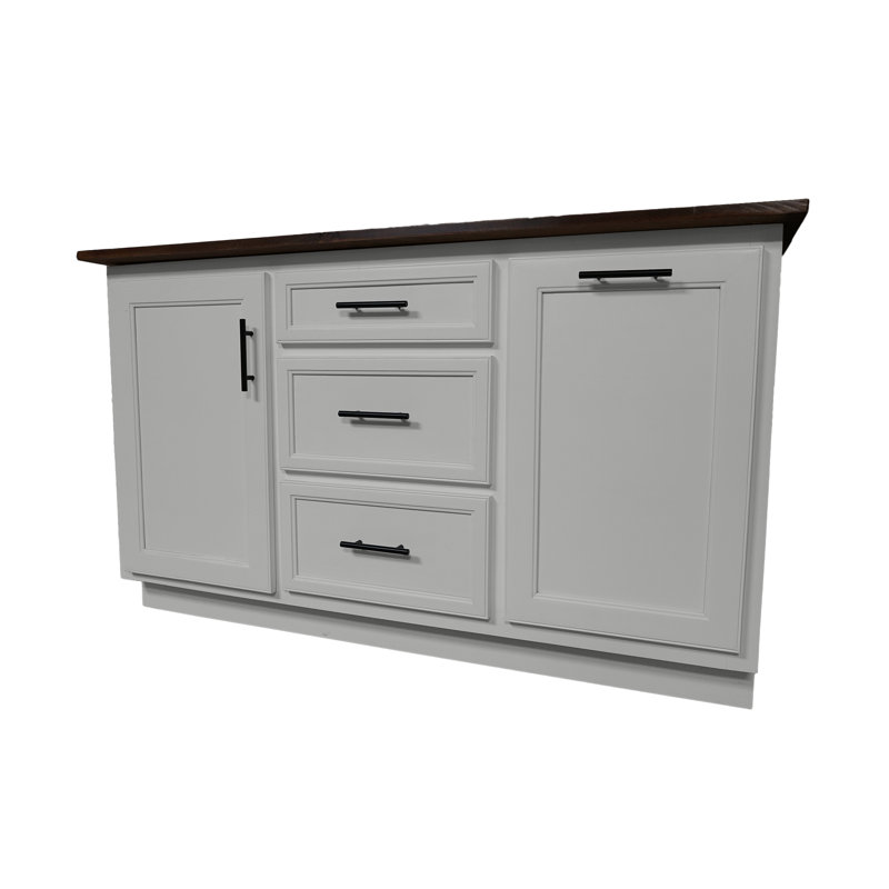 Modern 60" Solid Wood Kitchen Island with trash bin compartment and extra storage and Drop Leaf, Beige, 35" H x 60" W x 25" D