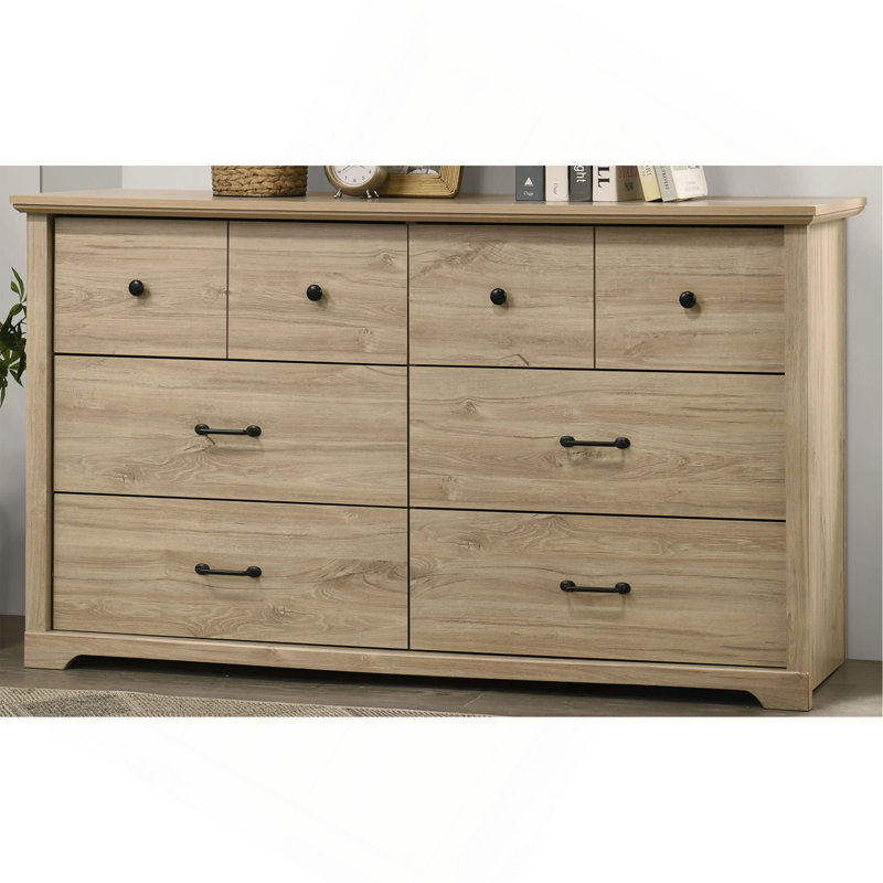 Commode à tiroirs et commode avec poignées, Chêne clair