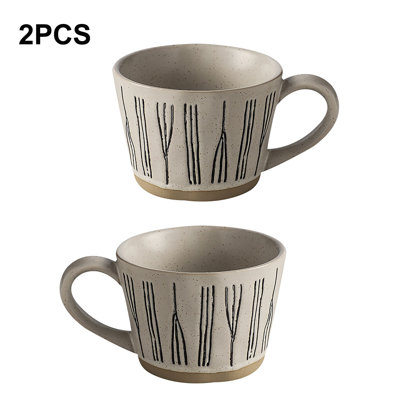 12 oz. Ensemble de grandes tasses en porcelaine décoratives peintes à la main Elegant