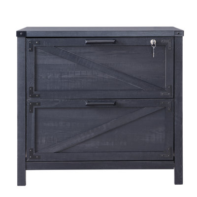 Britteney 31.5" Wide 2-Drawer Vertical Filing Cabinet, Farmhouse File Cabinet with Lock