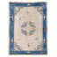Floral Medallion Ivory Beige Cream White Wool Antique Rectangle Hand Knotted Pile 1930s Rug