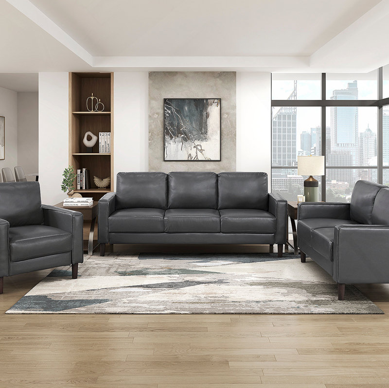Chaise longue moderne en similicuir gris foncé, Gris foncé