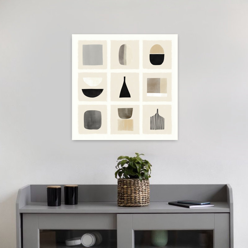 Art contemporain abstrait géométrique contemporain, H 18 po x l 18 po