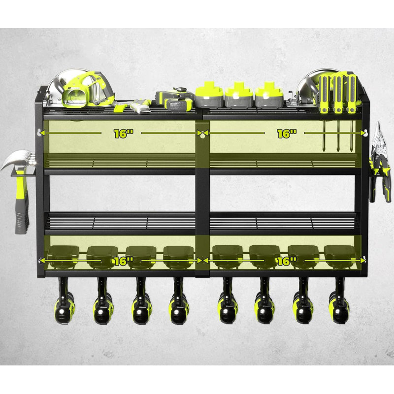 Black Heavy Duty 4-Layer Metal Power Tool Organizer