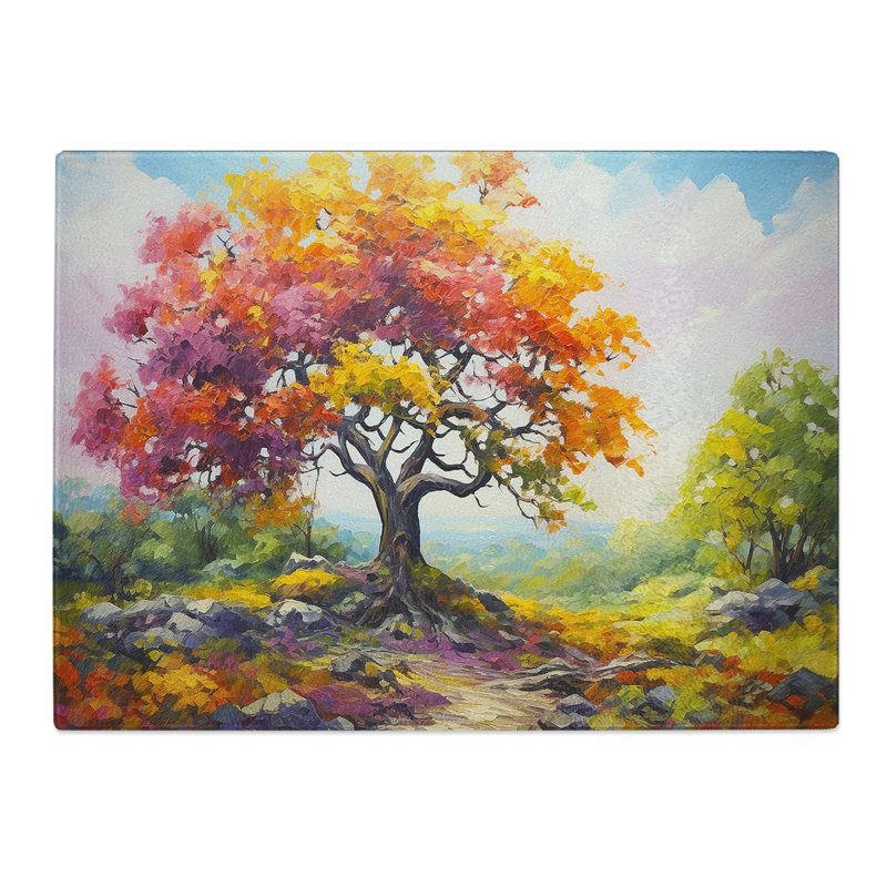 Oak Tree Action  Glass Chopping Board