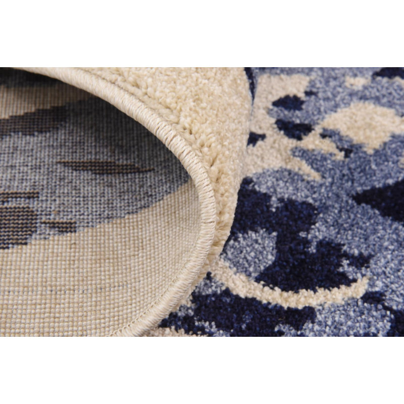Tapis oriental bleu denim / bleu égéen Ade, Rectangle 3 pi 3 po x 5 pi 3 po