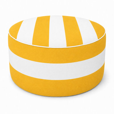 Outdoor Inflatable Ottoman 21"x21"x15", Fade-Resistant Patio Footrest Stool with Carry Handle, Portable Pouf for Patio, Garden, Camping and Indoor Use-Yellow/White