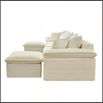 Canapé d'angle en forme de U de 287 cm (113 po) avec pouf amovible, aucun assemblage requis pour le salon