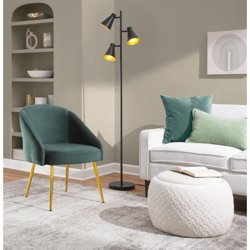 Chaise avec accoudoirs en velours Sutton, Vert