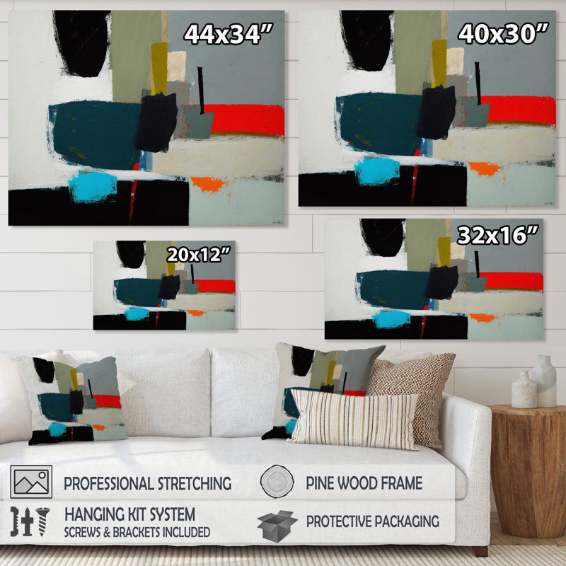 «Touched By Orange II», art mural abstrait sur toile, H 34 po x l 44 po x P 1,5 po, Toile tendue