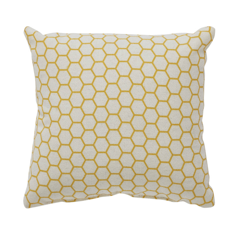 Vintage Yellow Bee Print Cotton Throw Pillow 6x6