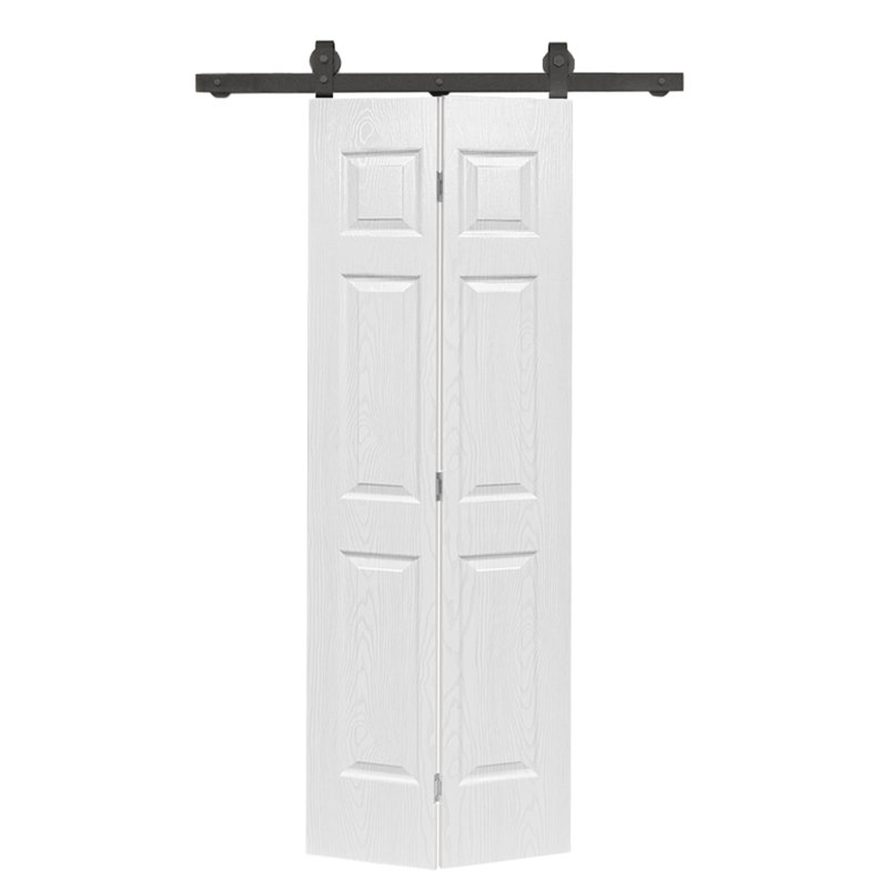 Porte pliante en panneau de fibres à densité moyenne à 6 panneaux et 30 panneaux creux en chêne blanc 30 po x 80 po avec quincaillerie
