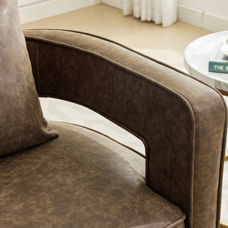 Davidanthony Upholstered Swivel Barrel Chair, Coffee Bronzing Suede