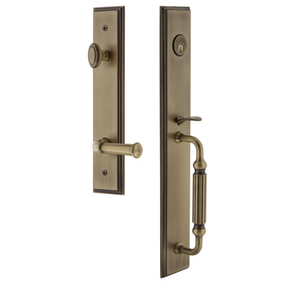 Ensemble de poignées une pièce Carré avec pêne dormant à cylindre simple et poignée en F avec levier Georgetown
