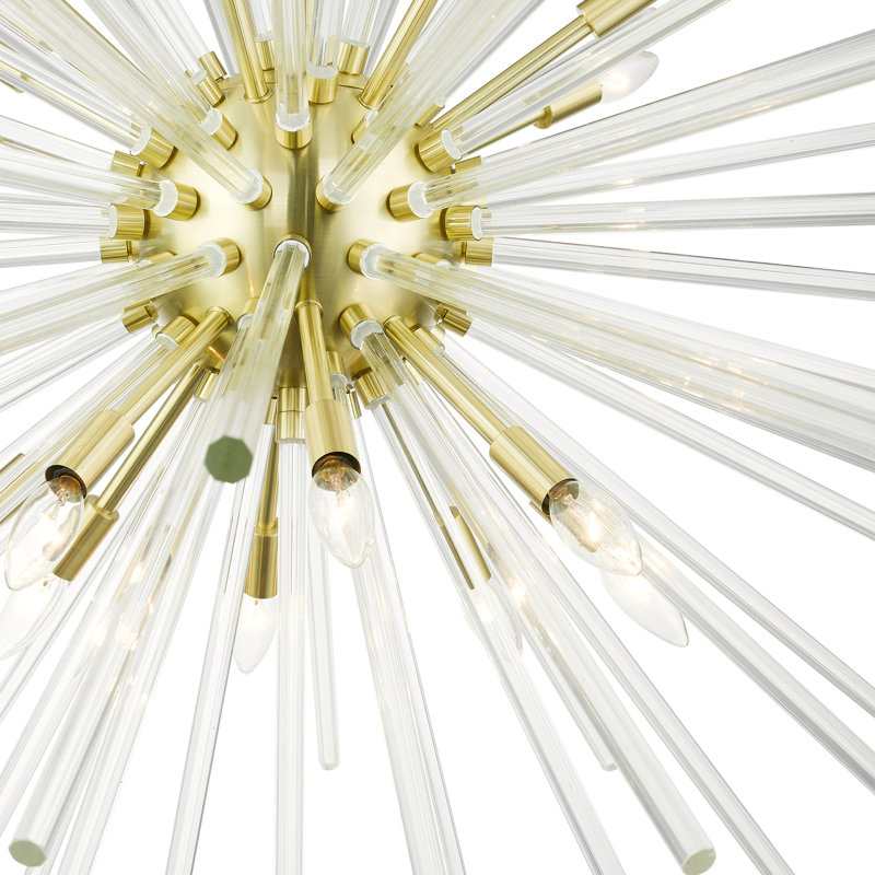 Lustre tambour sphérique 12 lumières Kahmora, Laiton satiné, 12