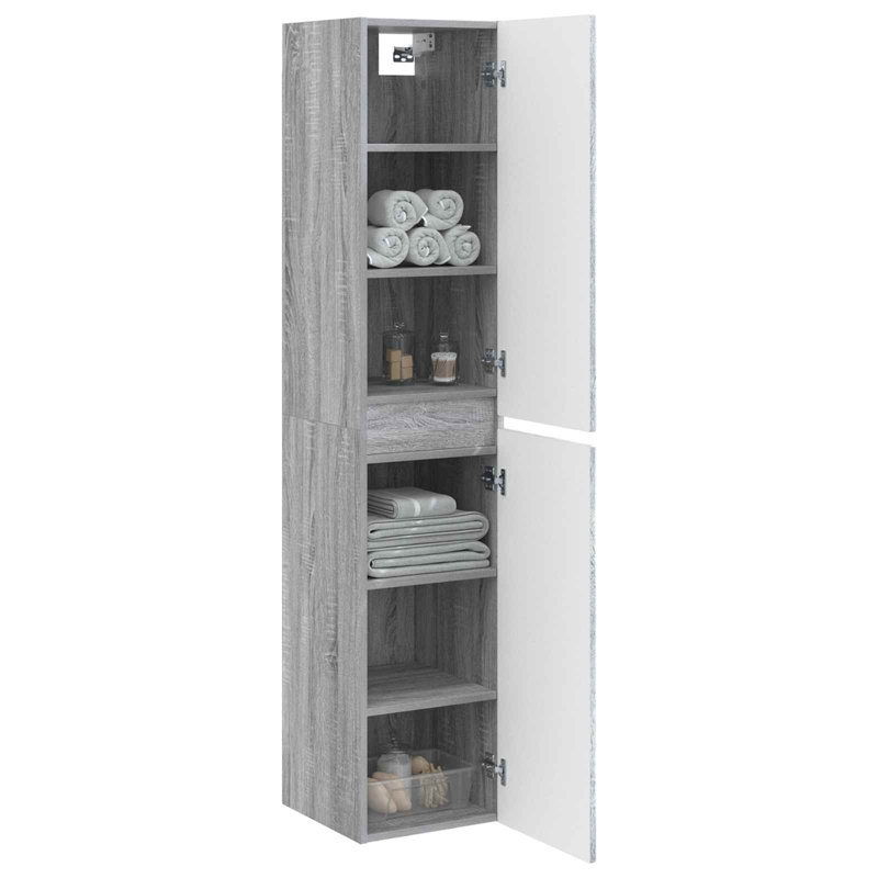 Engineered Wood Linen Cabinet, Grey Sonoma