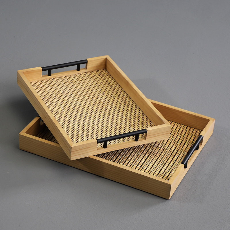 Ascano Large Rectangular Natural Rattan Trays