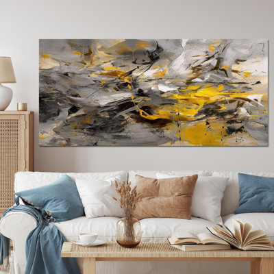 Mustard Yellow And Vivid Gray III - Abstract Canvas Wall Art