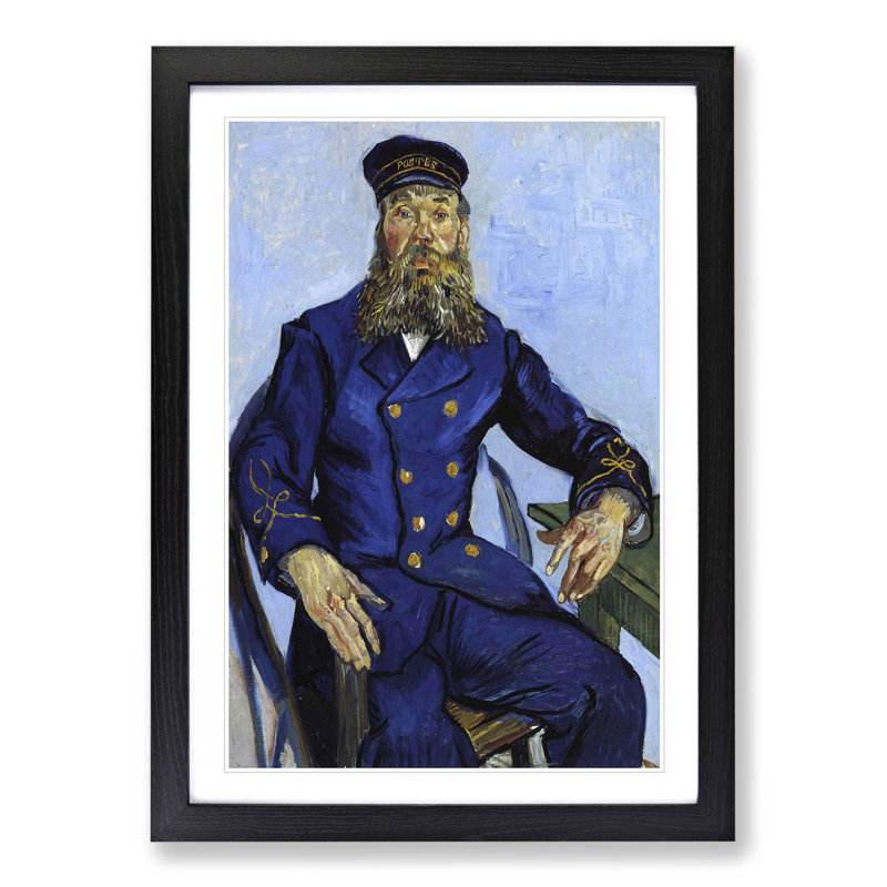 The Postman Joseph Roulin by Vincent Van Gogh - Picture Frame Painting on MDF, Black Framed, 48cm H x 36cm W x 2cm D