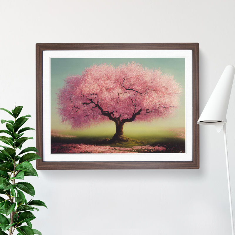 Gracious Cherry Blossom Tree - Single Picture Frame Print, 46cm H x 64cm W x 2cm D, Walnut Framed