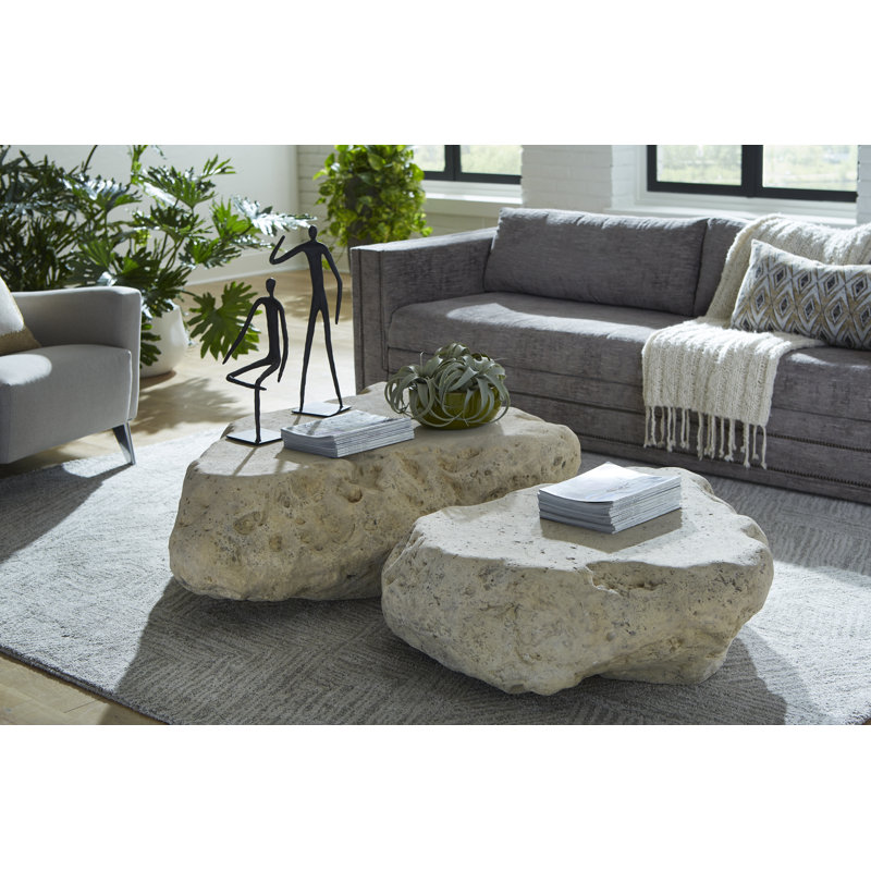Cast Boulder Coffee Table, Roman Stone, SM