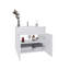 Meuble-lavabo flottant à deux portes Chaux, avec lavabo en résine et deux tablettes, rangement pour salle de bain, blanc-504370079