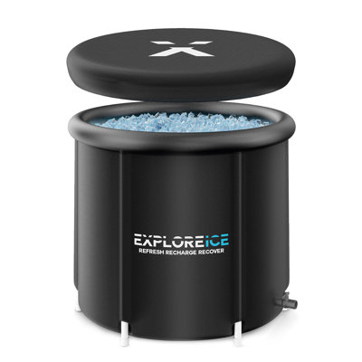 Explore Ice Bath Pro Max XL Outdoor Athlete Cold Plunge Bath Tub, 2 Pack, Black
