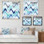 Rétro zigzag bleu clair - reproduction d'art sur toile à motifs-66801161-66801167